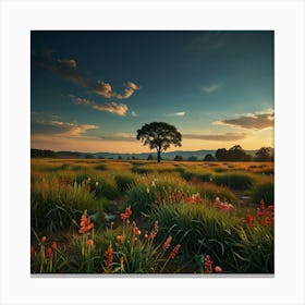 Sunset In The Meadow 13 Canvas Print