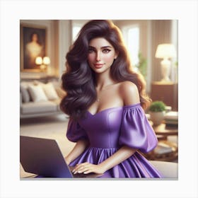 Beautiful Woman In Purple Dress Canvas Print