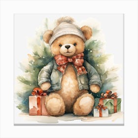 Teddy Bear With Presents 2 Canvas Print