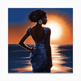 Woman At Sunset Canvas Print