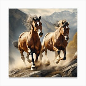 Horses Running In The Mountains Canvas Print