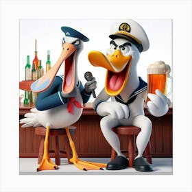 Sailor And Pelican Canvas Print
