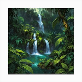 Waterfall In The Jungle 62 Canvas Print