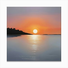 Sunset Over Water Paintings Art Print Canvas Print