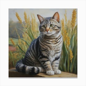 cat in a field portriat Canvas Print