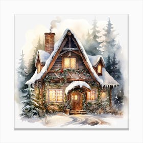 Christmas House In The Woods Canvas Print