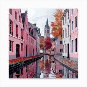 Pink Houses On The Canal Canvas Print
