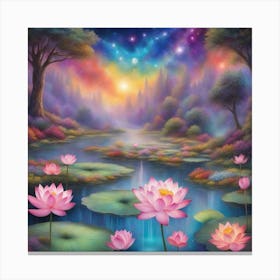 Sacred Lotus Flower 444 Canvas Print