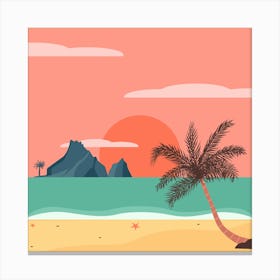 Beach Landscape With Palm Tree Leinwandbild