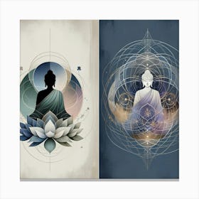 Buddha And Lotus 2 Canvas Print