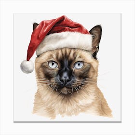 Siamese Cat In Santa Hat 6 Canvas Print