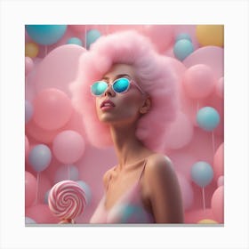 Pink Lollipop Girl Canvas Print