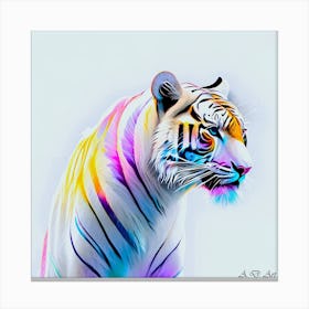 Bright Painting of a Beautifully Color Designed White Tiger Canvas Print