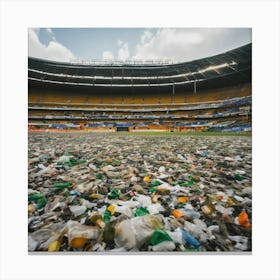 Plastic Waste In A Stadium Canvas Print