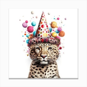 Leopard In A Party Hat 1 Canvas Print