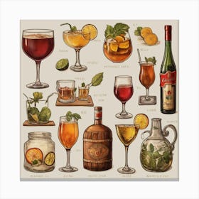 Default Alcoholic Drinks Of Different Countries Aesthetic 1 (1) Canvas Print