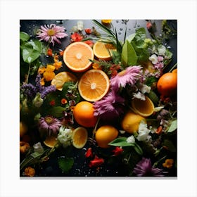 Flowers And Citrus 2 Canvas Print