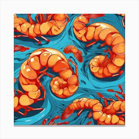 Seamless Pattern With Shrimps 2 Canvas Print