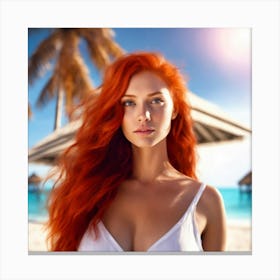 Beautiful Woman On The Beach Canvas Print