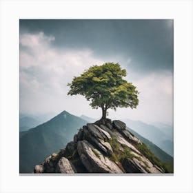 Lone Tree On Top Of Mountain 45 Canvas Print