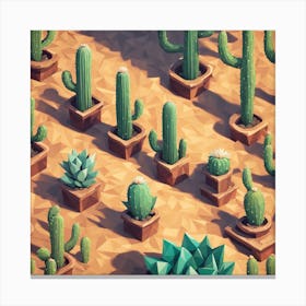 Low Poly Cactus Canvas Print