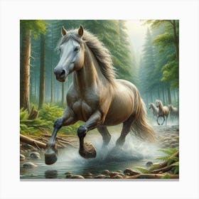 Horses In The Forest Canvas Print