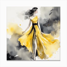 Woman In A Yellow Dress 1 Canvas Print