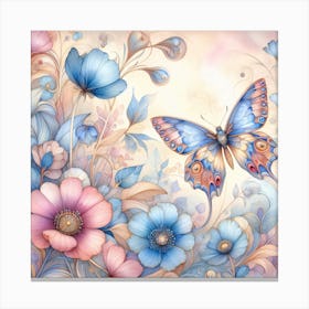 Watercolour Butterfly in Pastel Shades II Canvas Print