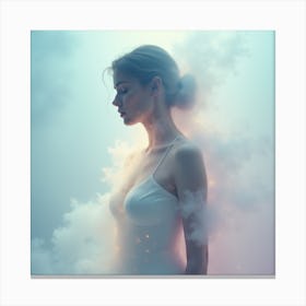 Portrait Of A Girl In The Clouds Canvas Print