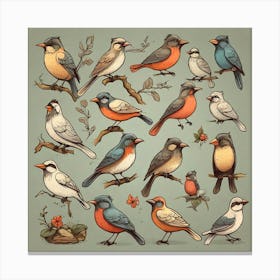 Birds On A Branch Canvas Print