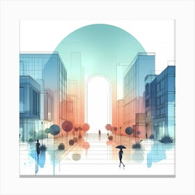 Cityscape Illustration Canvas Print