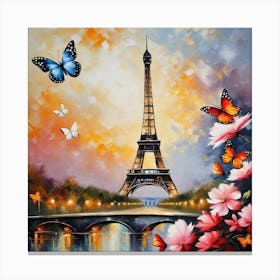 Paris With Butterflies 58 Canvas Print