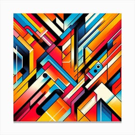 Bauhaus Art: A Bright and Stylish Abstract Painting of Geometric Elements and Colors Canvas Print
