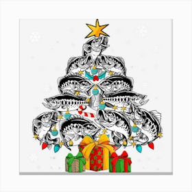 Merry Fishmas Tree Funny Fishing Christmas For Fisher Lover Canvas Print