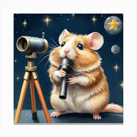 Hamster With Telescope 3 Canvas Print