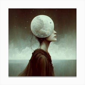 Woman With A Moon On Her Head Canvas Print