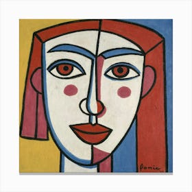 A Cubist Interpretation Of A Girls Face Featur Canvas Print