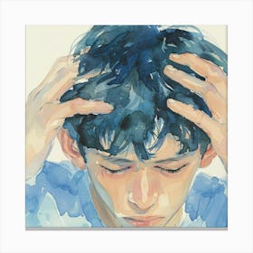 Boy Holding His Head Canvas Print