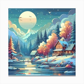 Winter Landscape Painting Canvas Print