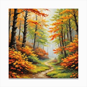 Forest In Autumn In Minimalist Style Square Composition 235 Canvas Print