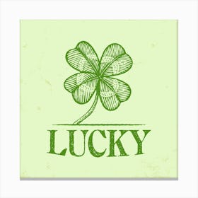 Lucky four leaf Clover in vintage style.Engraving  Shamrock. Canvas Print