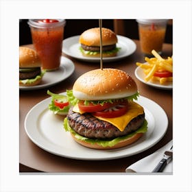 Hamburgers And Fries 3 Canvas Print