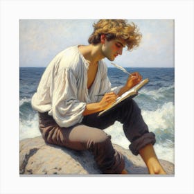 Poet on a rock Canvas Print