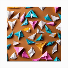 Origami On Brown Background Canvas Print