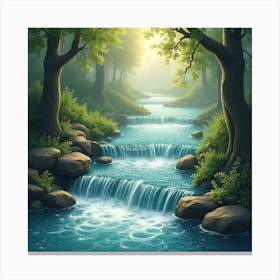 Waterfall In The Forest Canvas Print