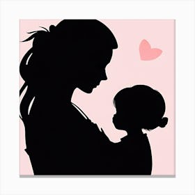 Mother And Child Silhouette Canvas Print