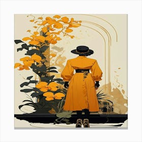 Woman In A Yellow Coat Canvas Print