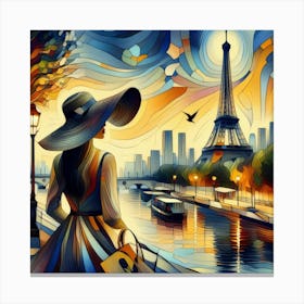 Abstract Art French woman in Paris 2 Canvas Print