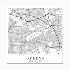 Queens New York Street Map Minimal Square Canvas Print