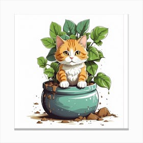Cat In Pot Canvas Print Canvas Print
